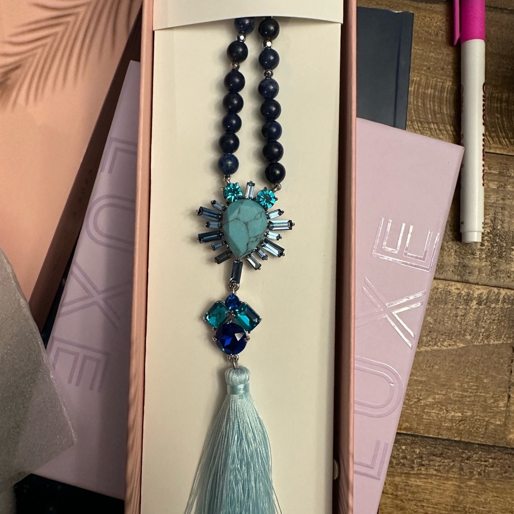 BP Elegant Luxe Turquoise and genuine Lapis Pendant  with Tassel